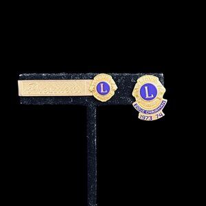 Lions Club Gold Filled President Tie Bar And Chairman Tie Tack Set (5345)